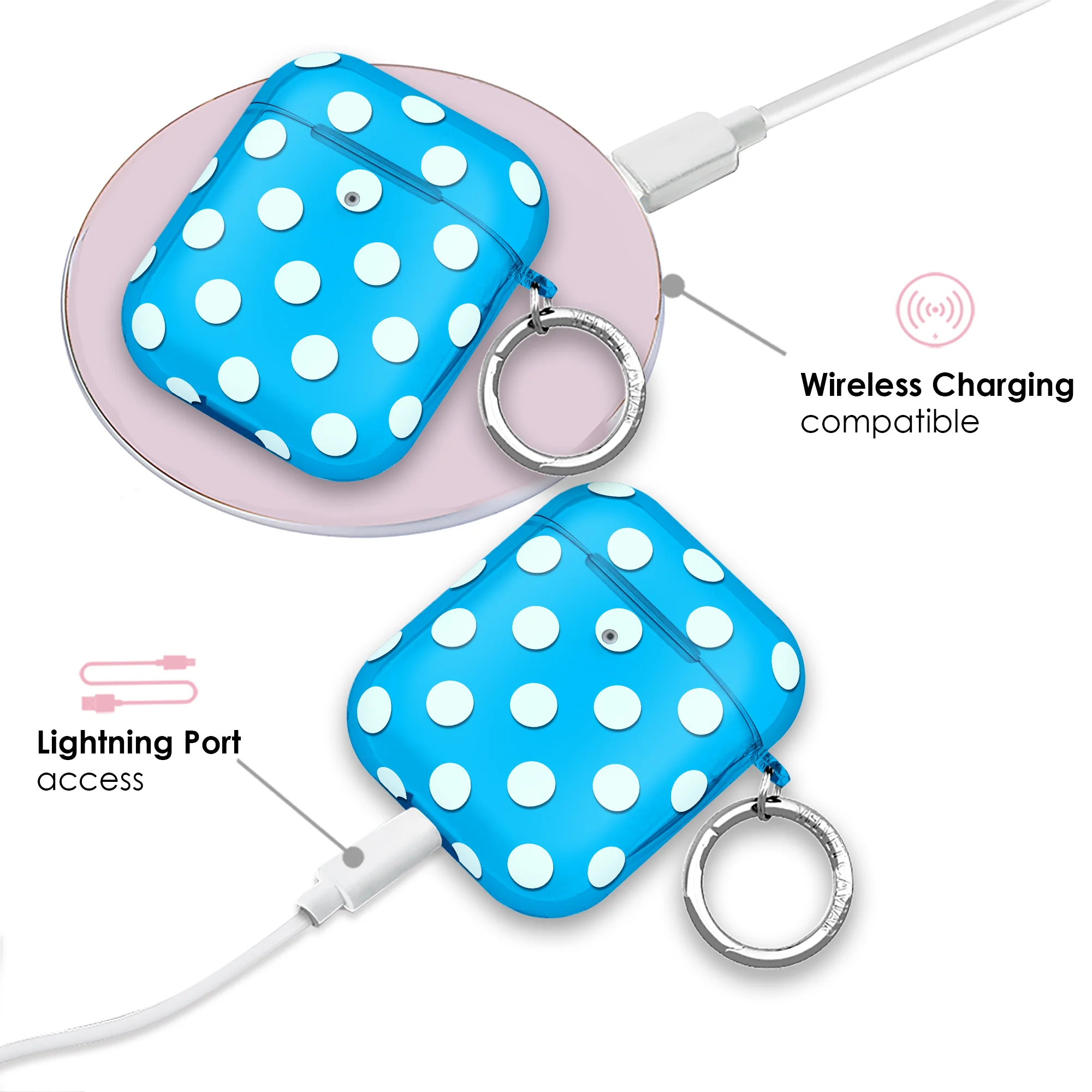 Aquamarine Polka Dot AirPod Case - Image 4