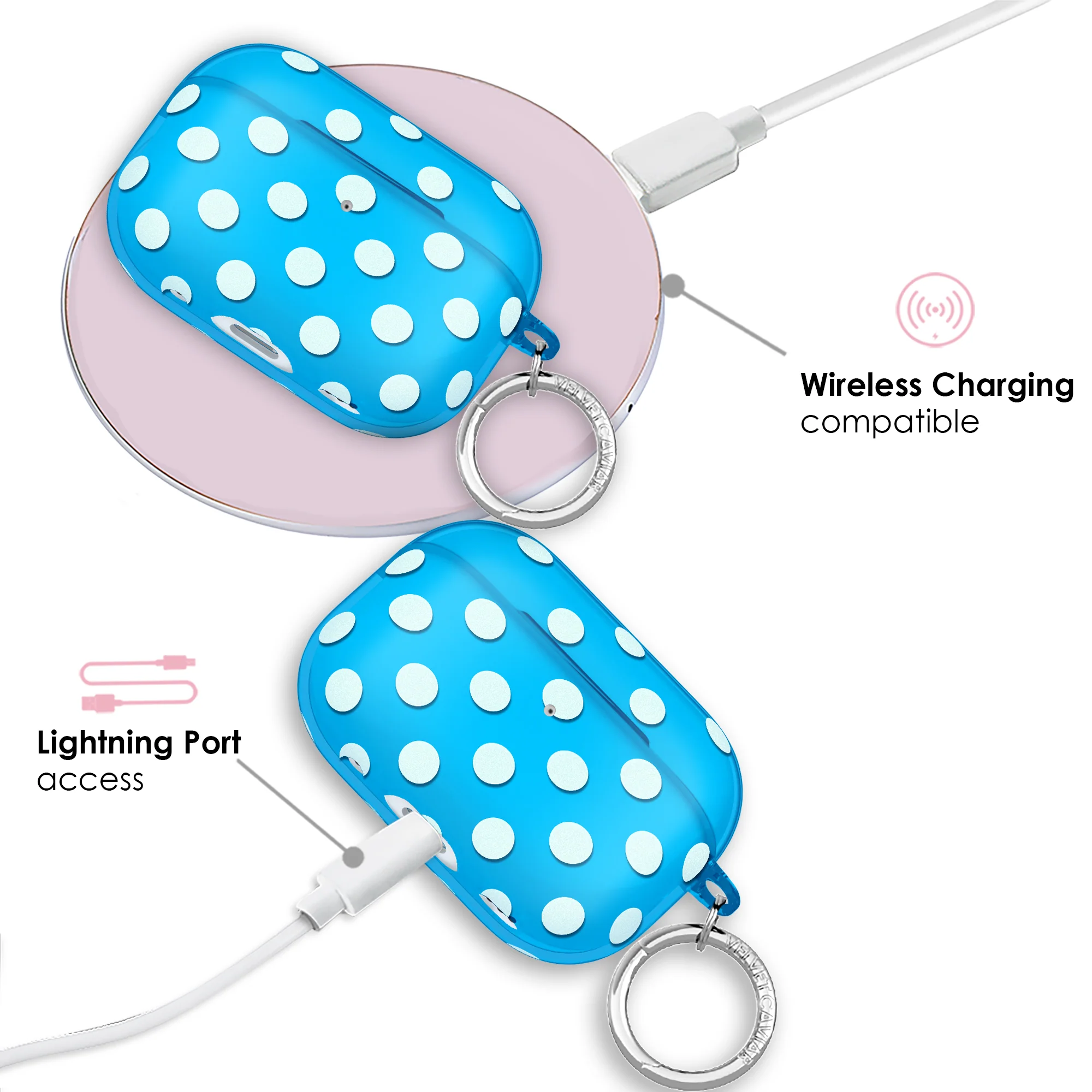 Aquamarine Polka Dot AirPod Case - Image 9