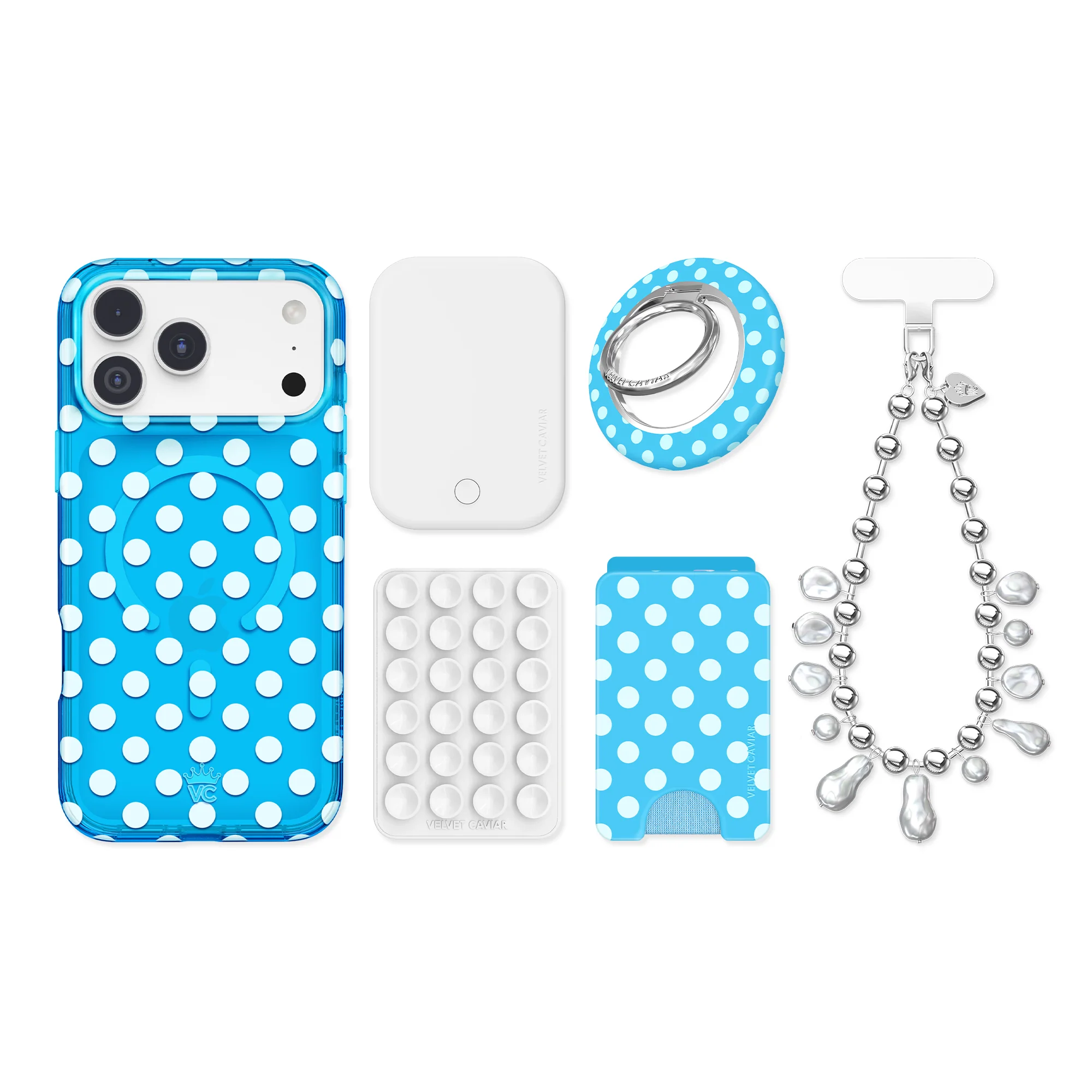 Aquamarine Polka Dot iPhone Bundle Set - Image 92