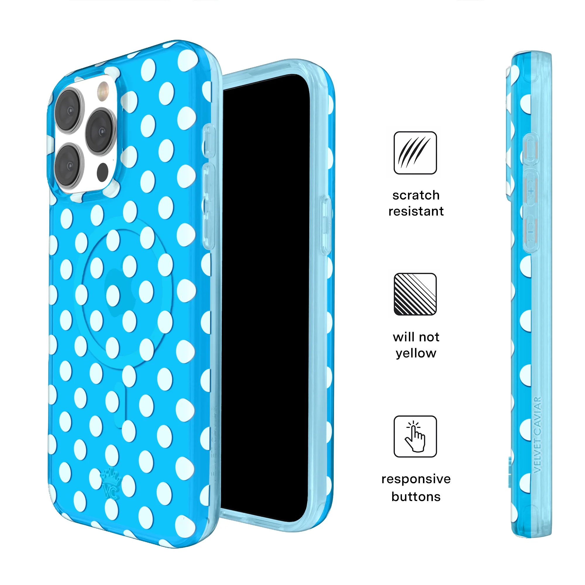 Aquamarine Polka Dot iPhone Case - Image 30