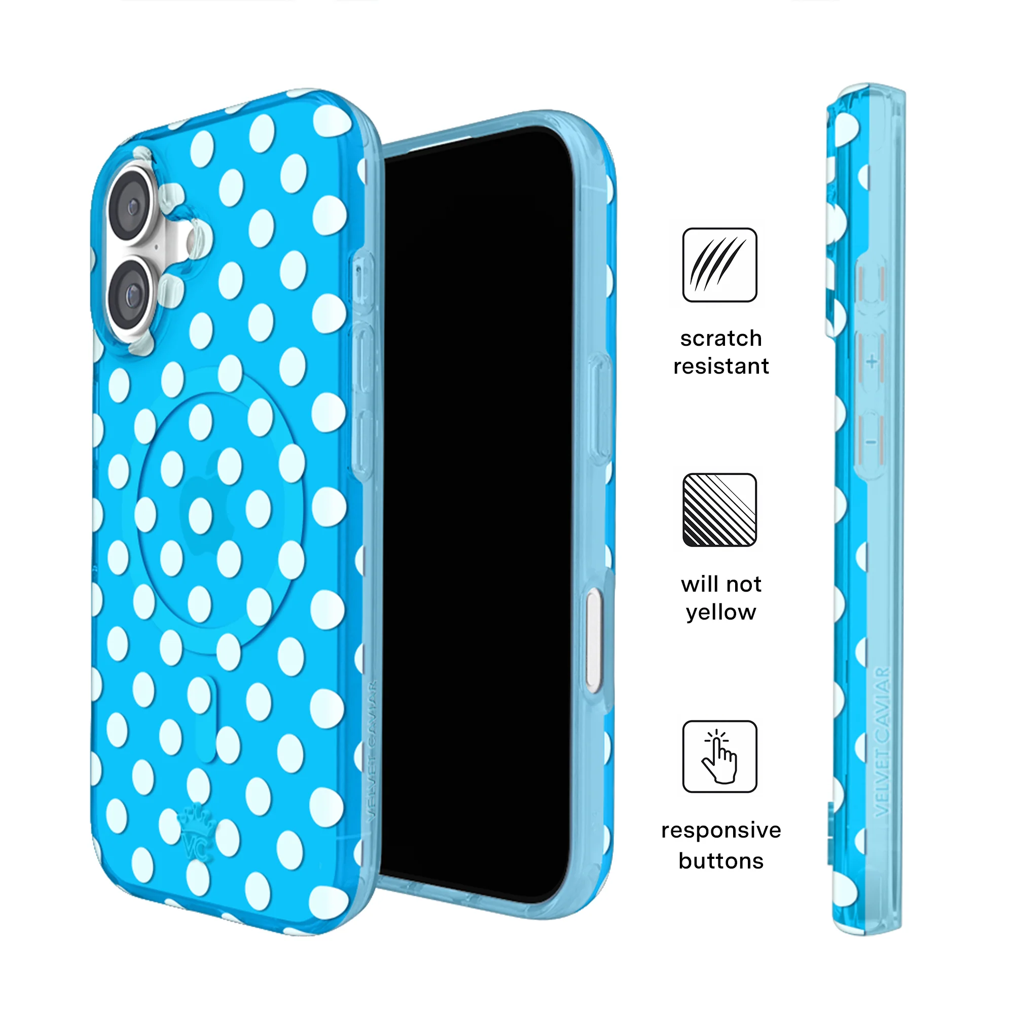 Aquamarine Polka Dot iPhone Case - Image 80