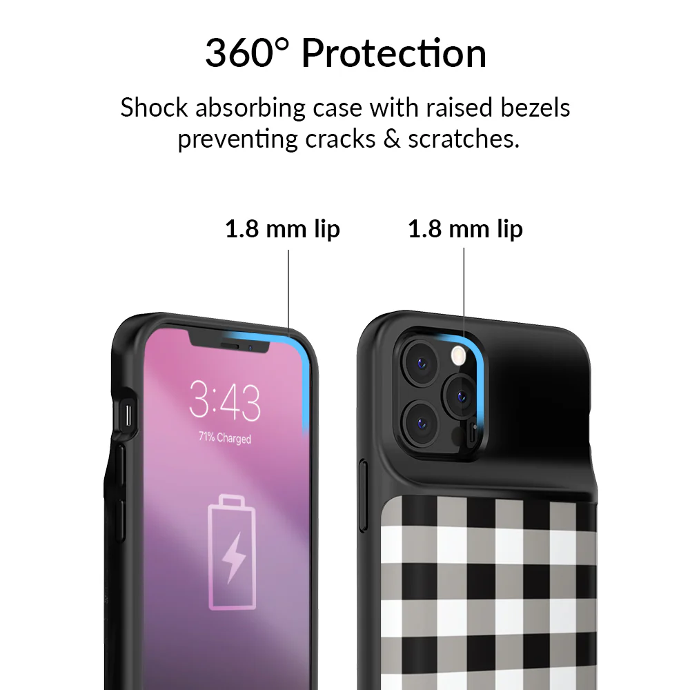 Black Gingham iPhone Charging Case - Image 61