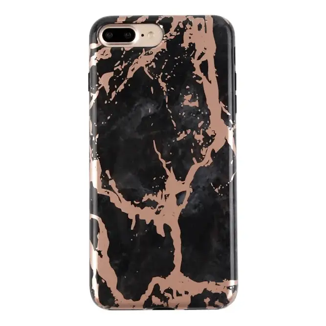 Black Marble Rose Gold Chrome iPhone Case - Image 13