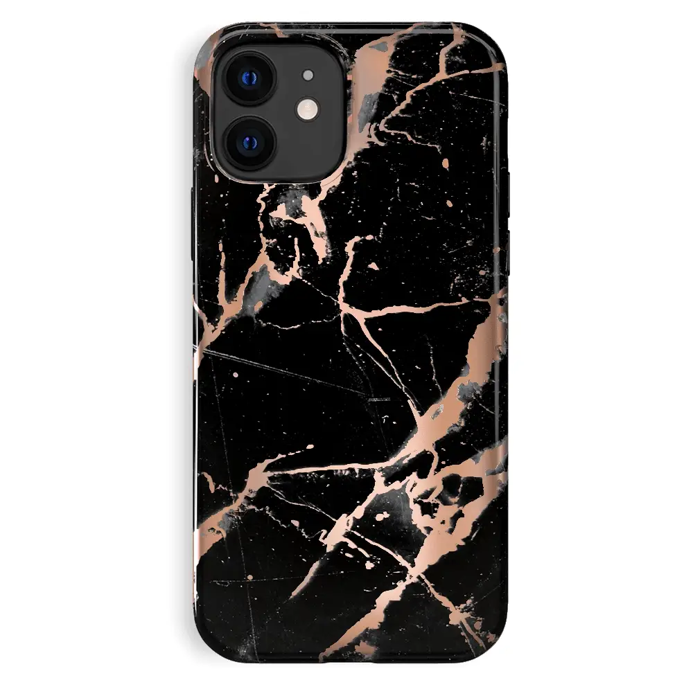 Black Marble Rose Gold Chrome iPhone Case - Image 66