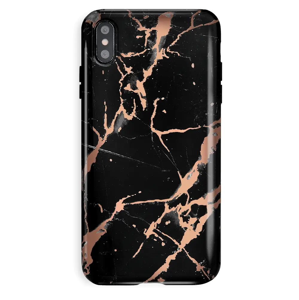 Black Marble Rose Gold Chrome iPhone Case - Image 77