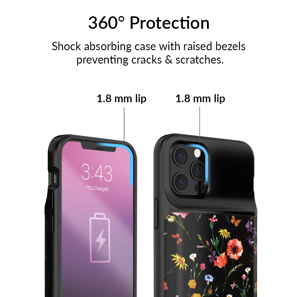 Black Wildflower iPhone Charging Case - Image 58