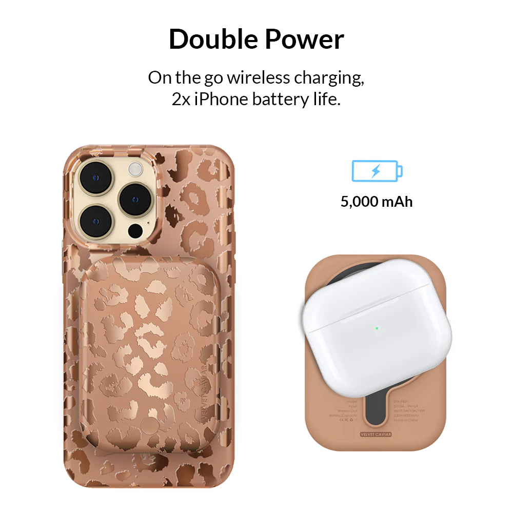 Bronze Leopard Portable MagSafe Charger Power Pack - Image 3