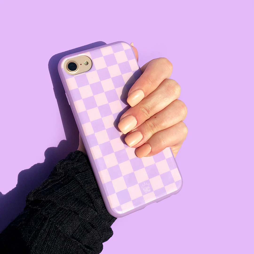 Checkered Lavender Nude iPhone Case - Image 16