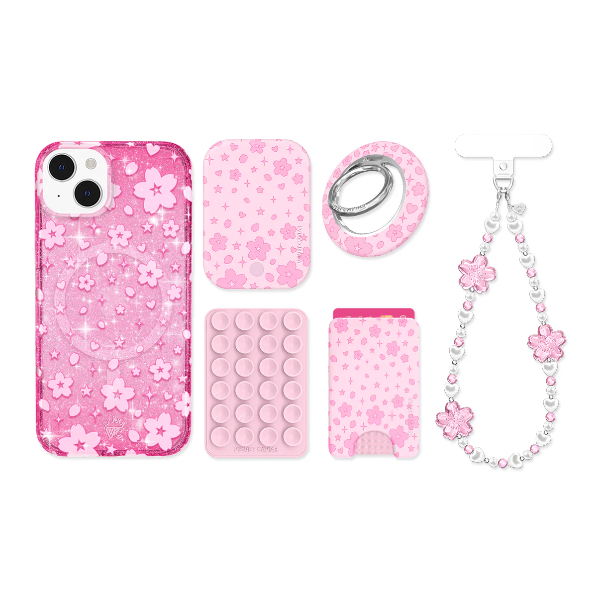 Cherry Blossom Glitter iPhone Bundle Set - Image 13