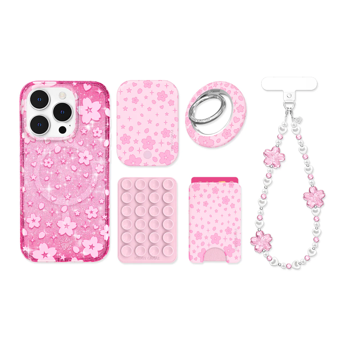 Cherry Blossom Glitter iPhone Bundle Set - Image 16