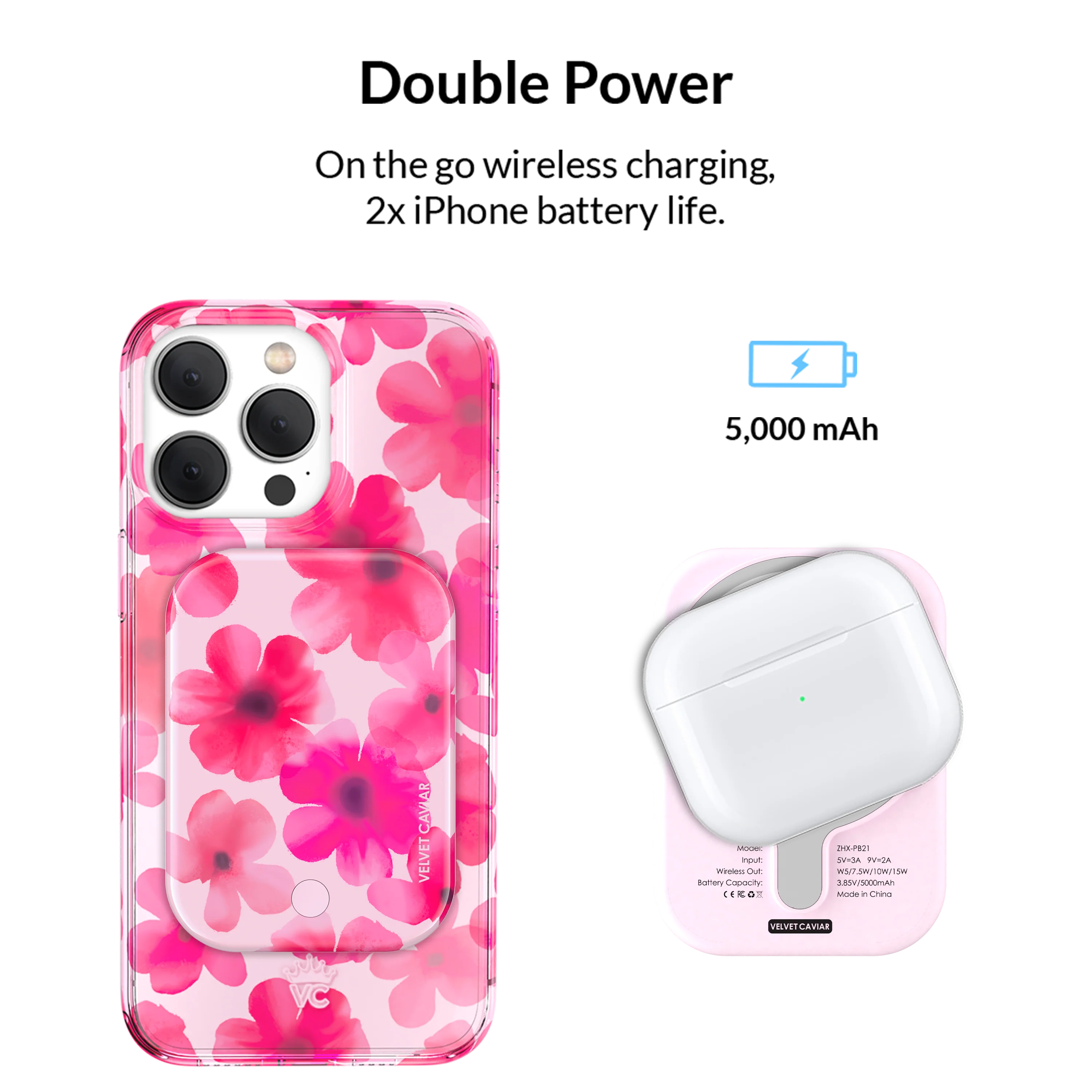 Cherry Blossom Portable MagSafe Charger Power Pack - Image 3