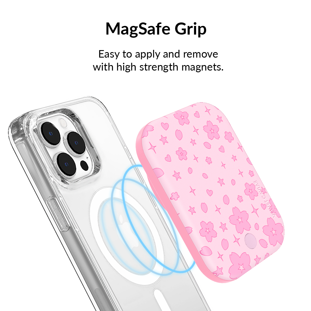 Pink Cherry Blossom Portable MagSafe Charger Power Pack - Image 4