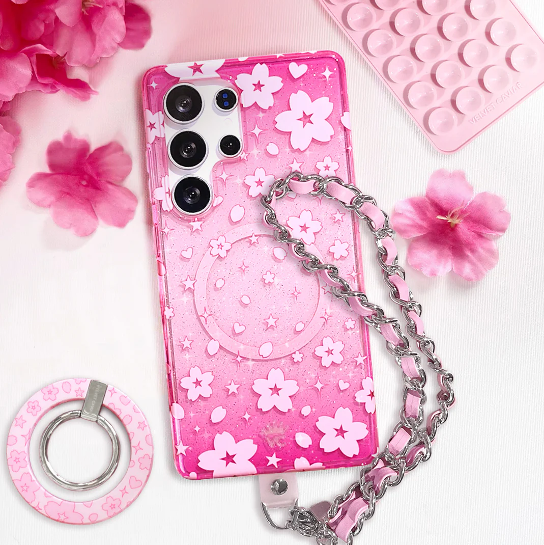 Cherry Blossom Glitter Samsung Case - Image 76