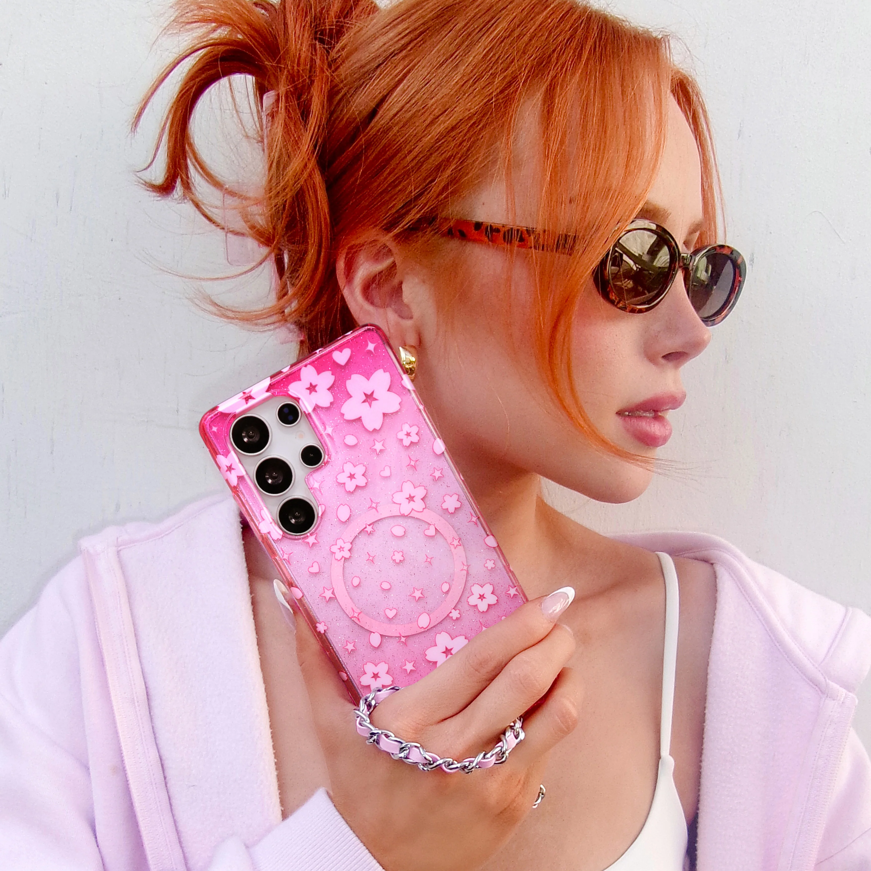 Cherry Blossom Glitter Samsung Case - Image 9