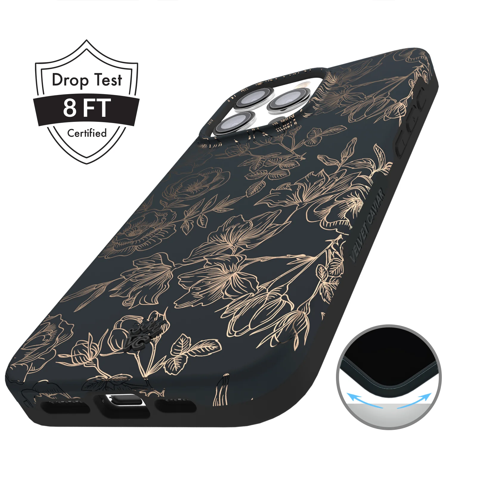 Floral Rose Gold Chrome iPhone Case - Image 143