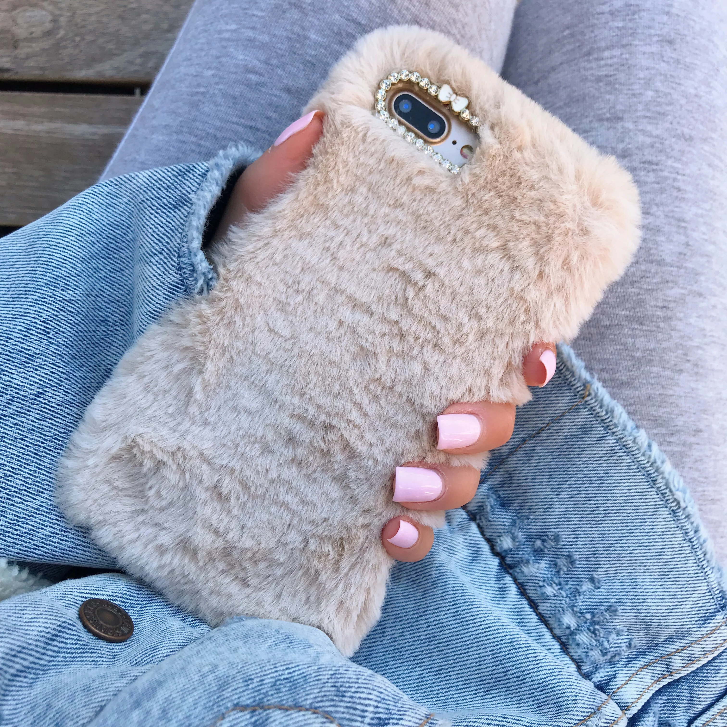 Beige Faux Fur iPhone Case - Image 37