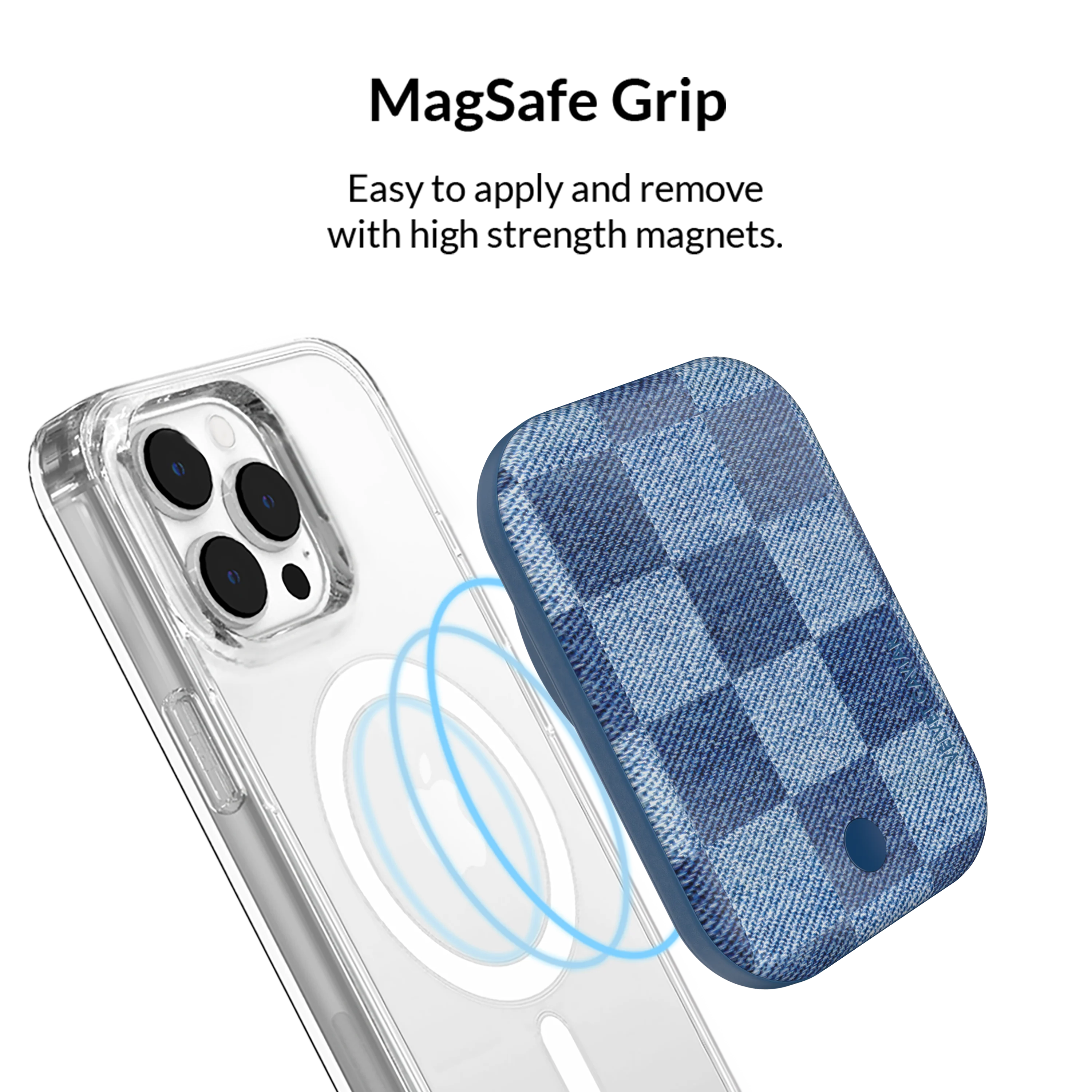 Denim Vibe Checkered Portable MagSafe Charger Power Pack - Image 4
