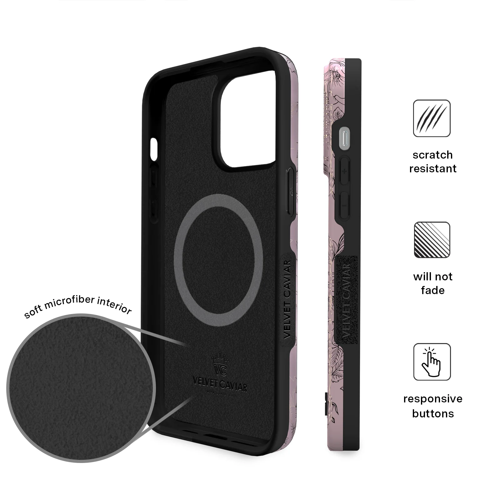 Dusty Rose Chrome Floral iPhone Case - Image 128