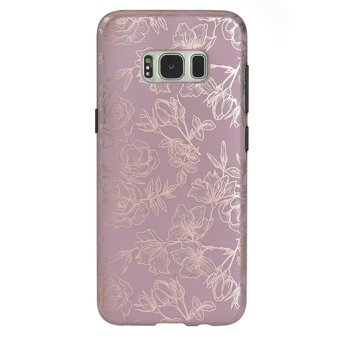 Dusty Rose Chrome Floral Samsung Galaxy Case