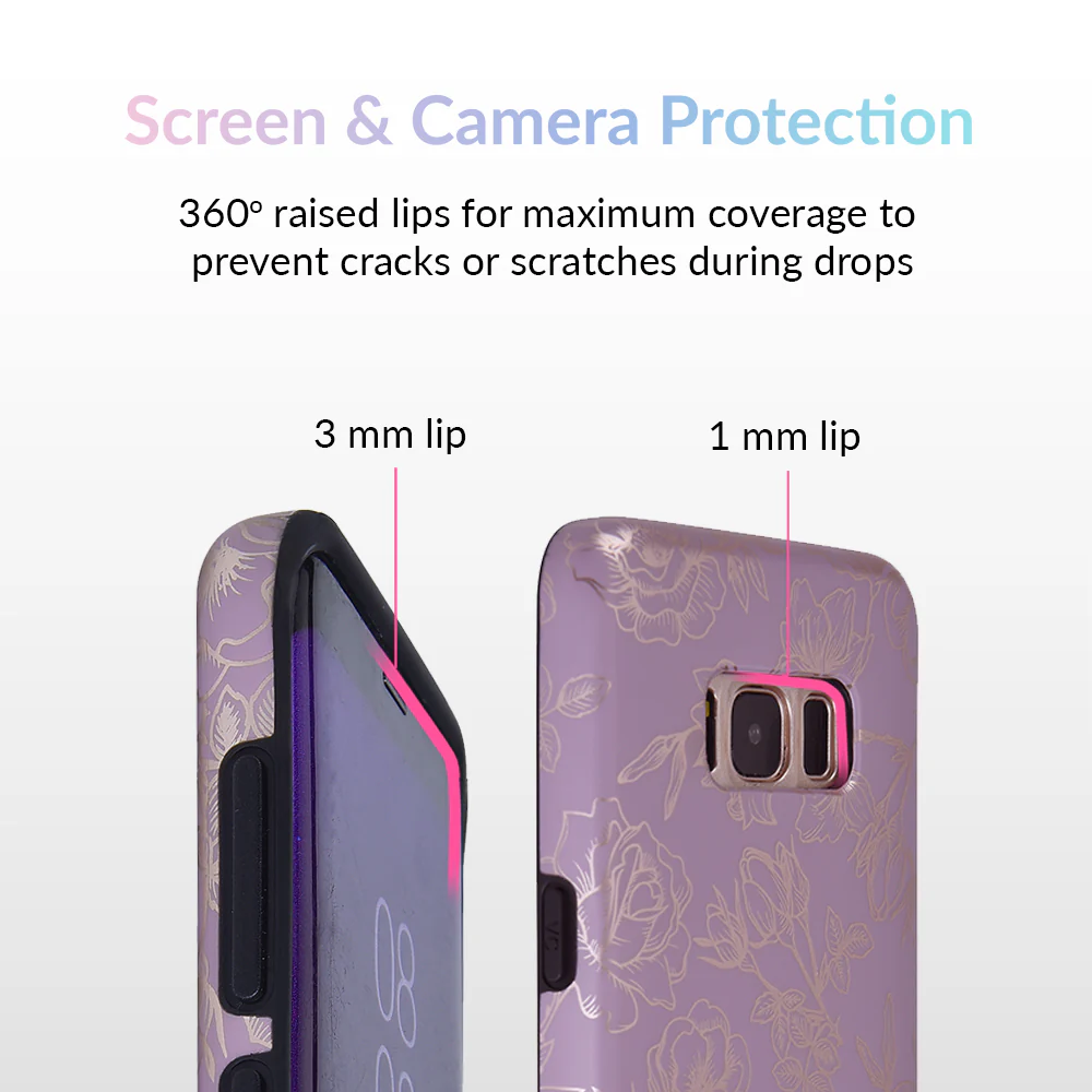 Dusty Rose Chrome Floral Samsung Galaxy Case - Image 2