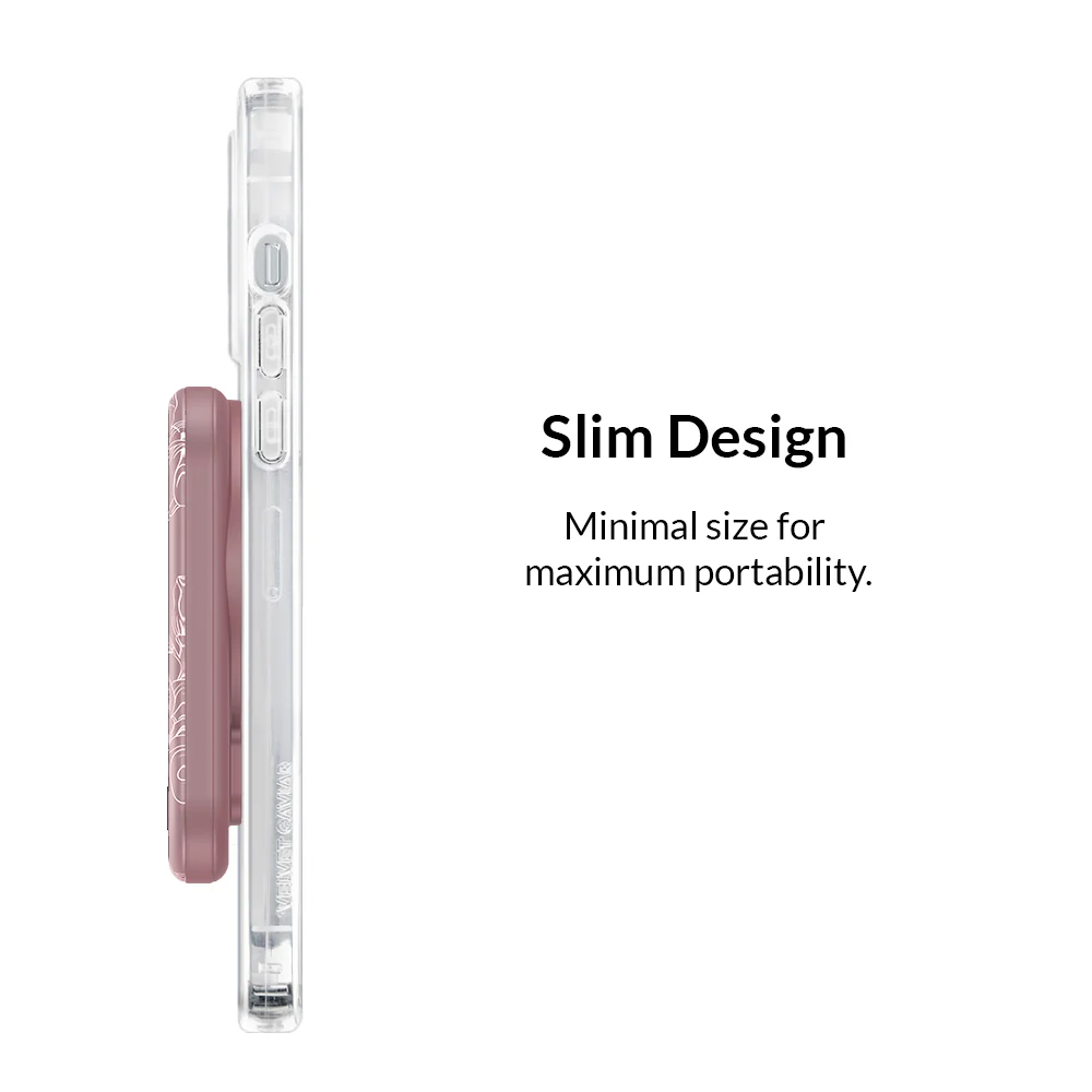Dusty Rose Chrome Floral Portable MagSafe Charger Power Pack - Image 5