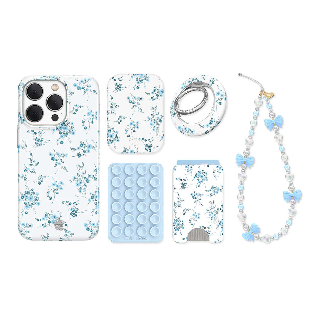 French Blue Floral iPhone Bundle Set - Image 15