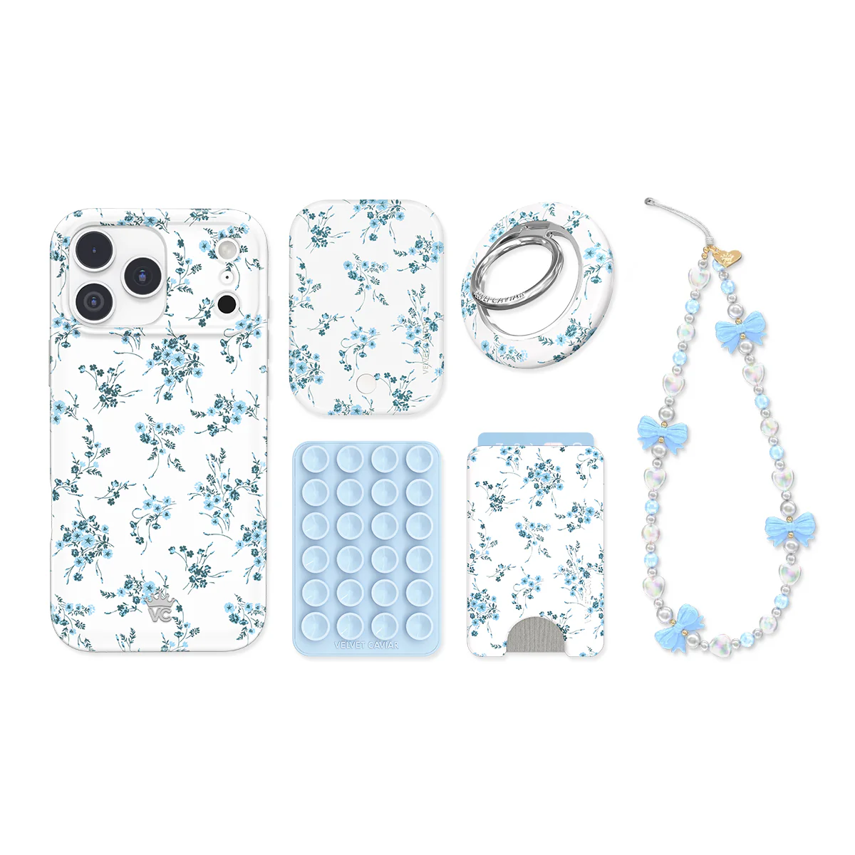 French Blue Floral iPhone Bundle Set - Image 22