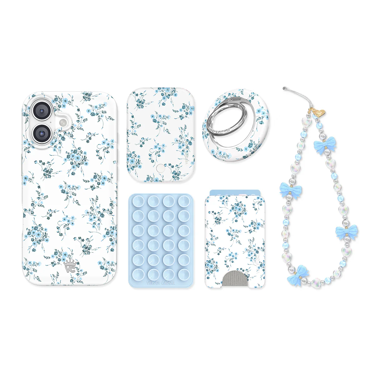 French Blue Floral iPhone Bundle Set - Image 23