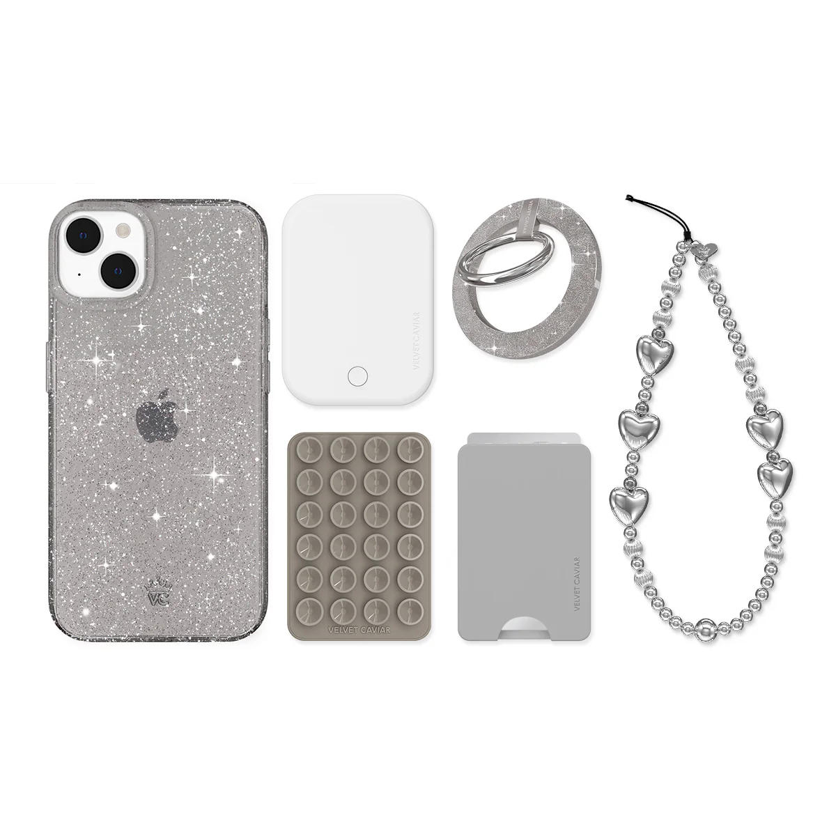 Grey Stardust Glitter iPhone Bundle Set - Image 11
