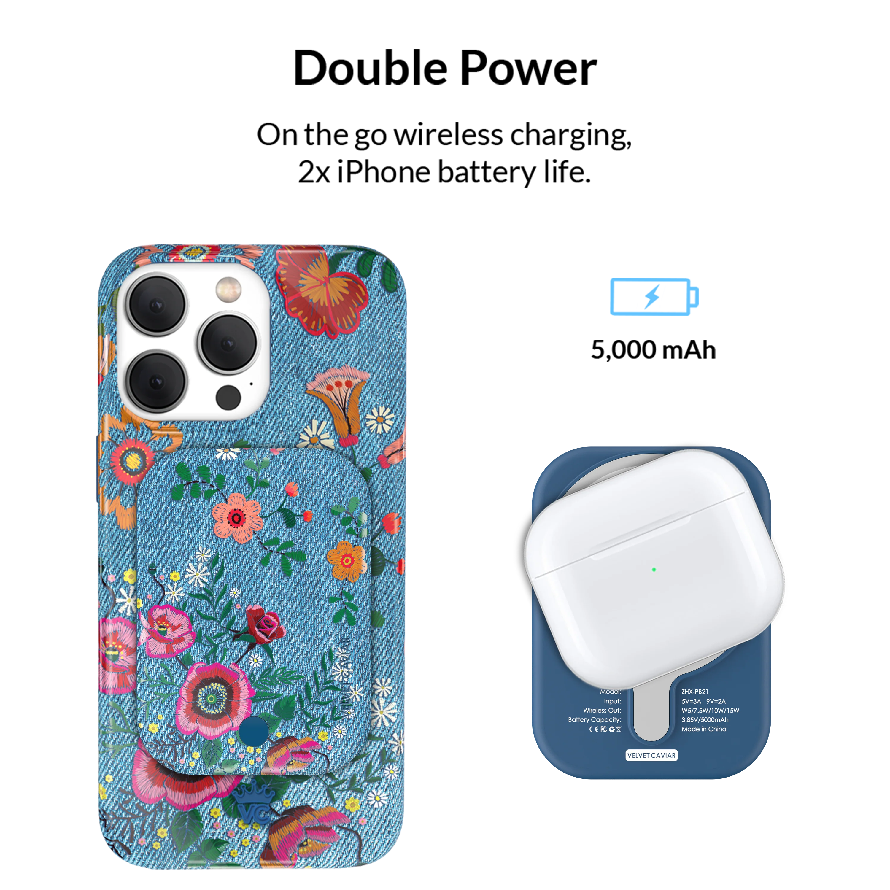 Groovy Floral Portable MagSafe Charger Power Pack - Image 3