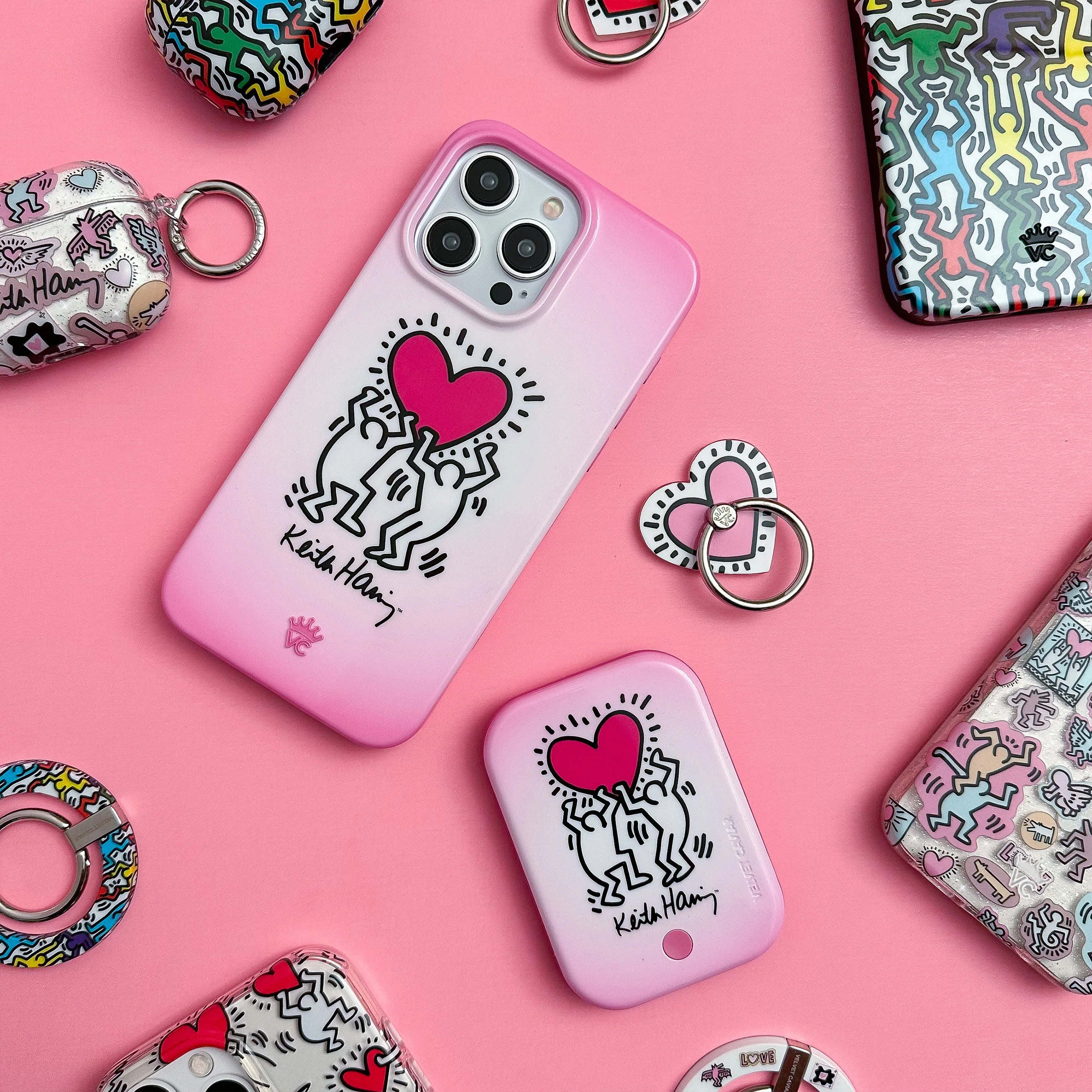 Keith Haring Pink Heart Portable MagSafe Charger Power Pack - Image 2