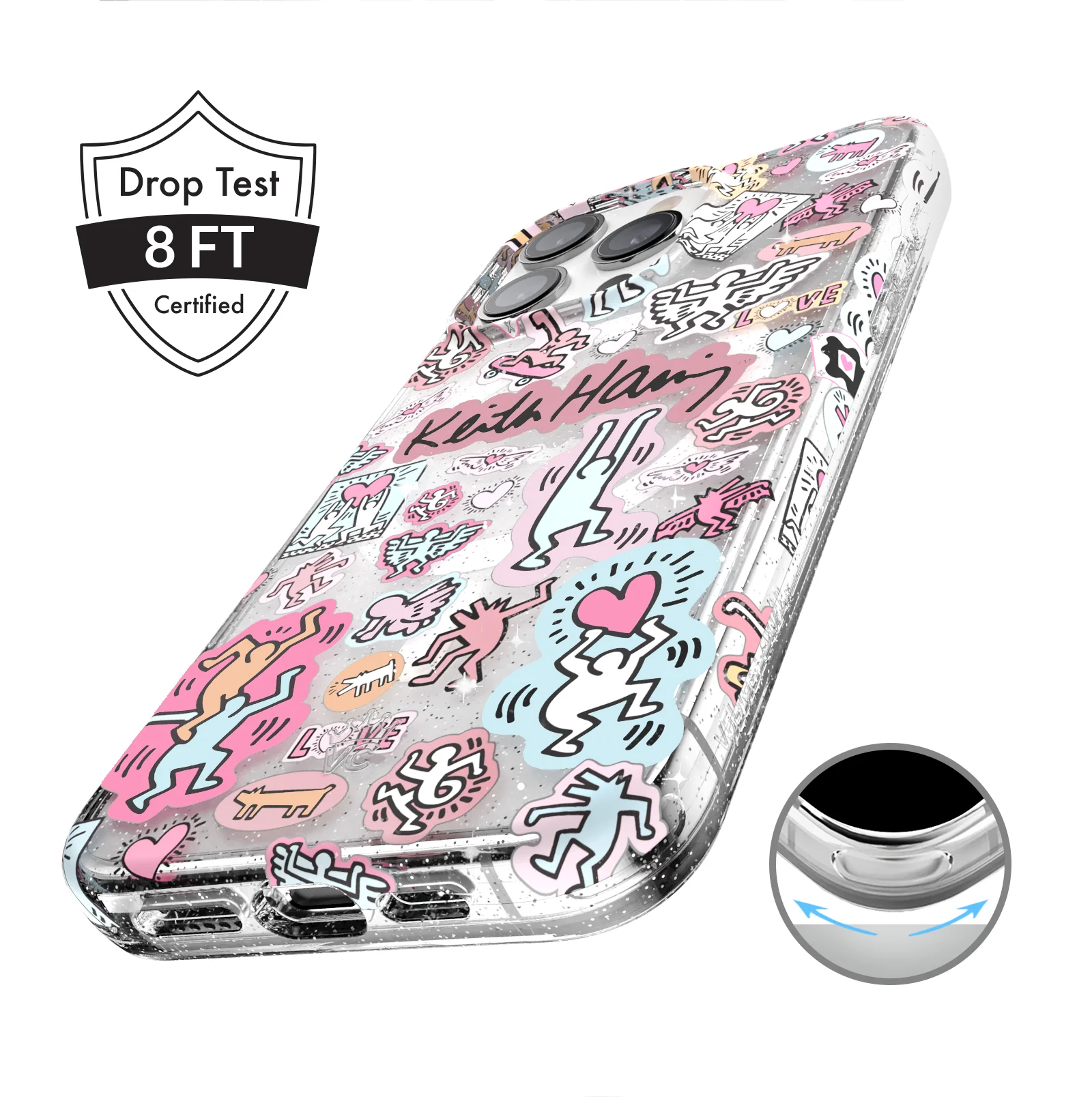 Keith Haring Pastel Glitter iPhone Case - Image 41