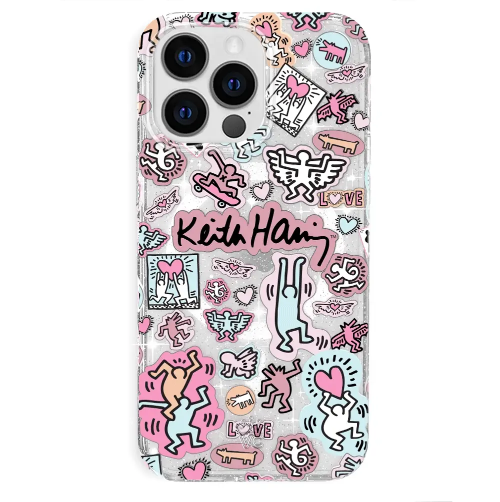 Keith Haring Pastel Glitter iPhone Case - Image 61