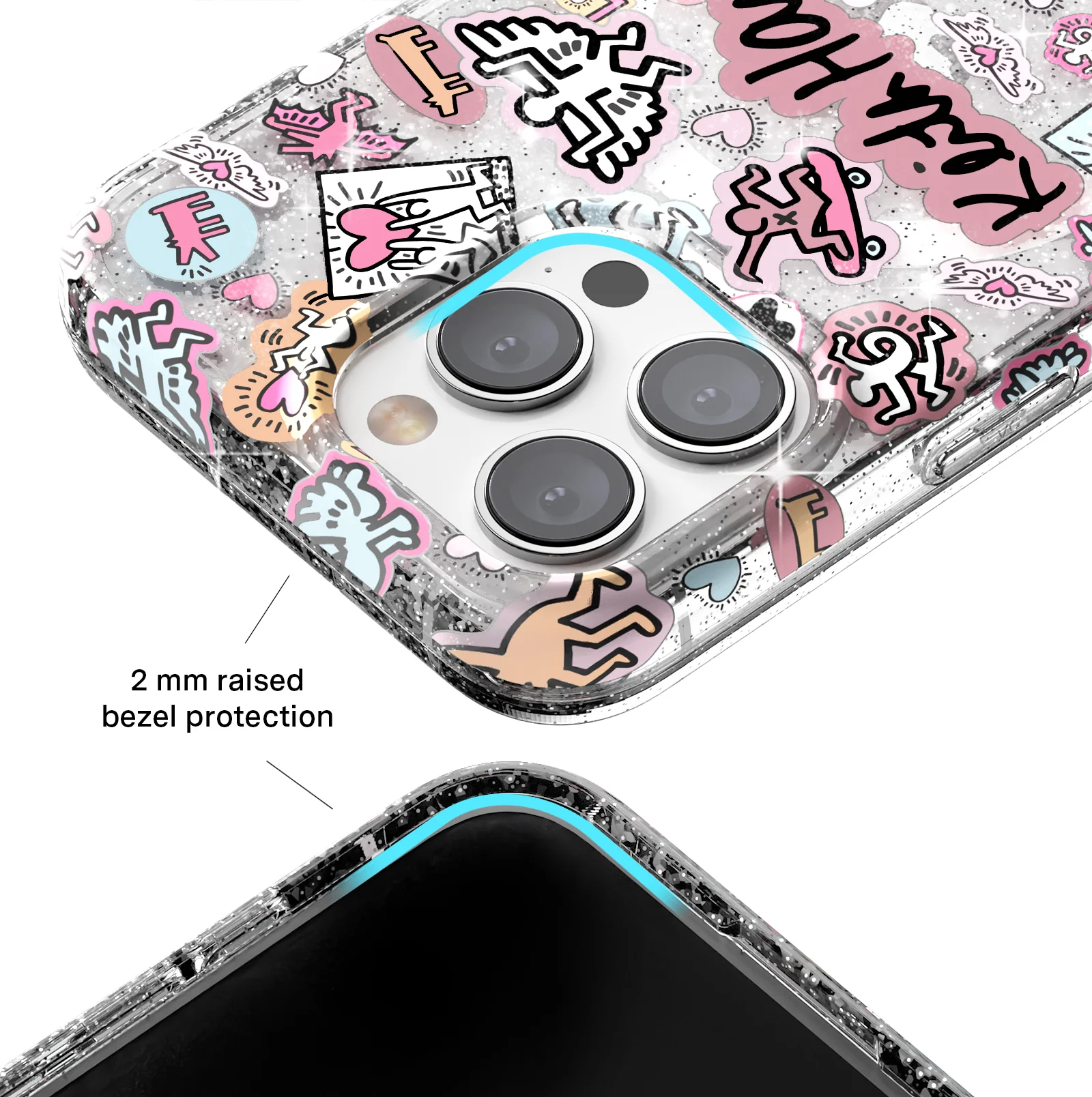 Keith Haring Pastel Glitter iPhone Case - Image 69