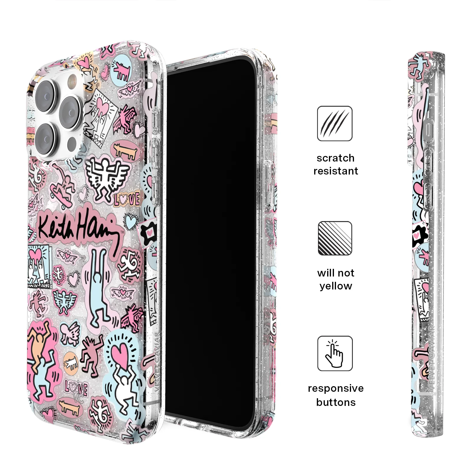 Keith Haring Pastel Glitter iPhone Case - Image 72