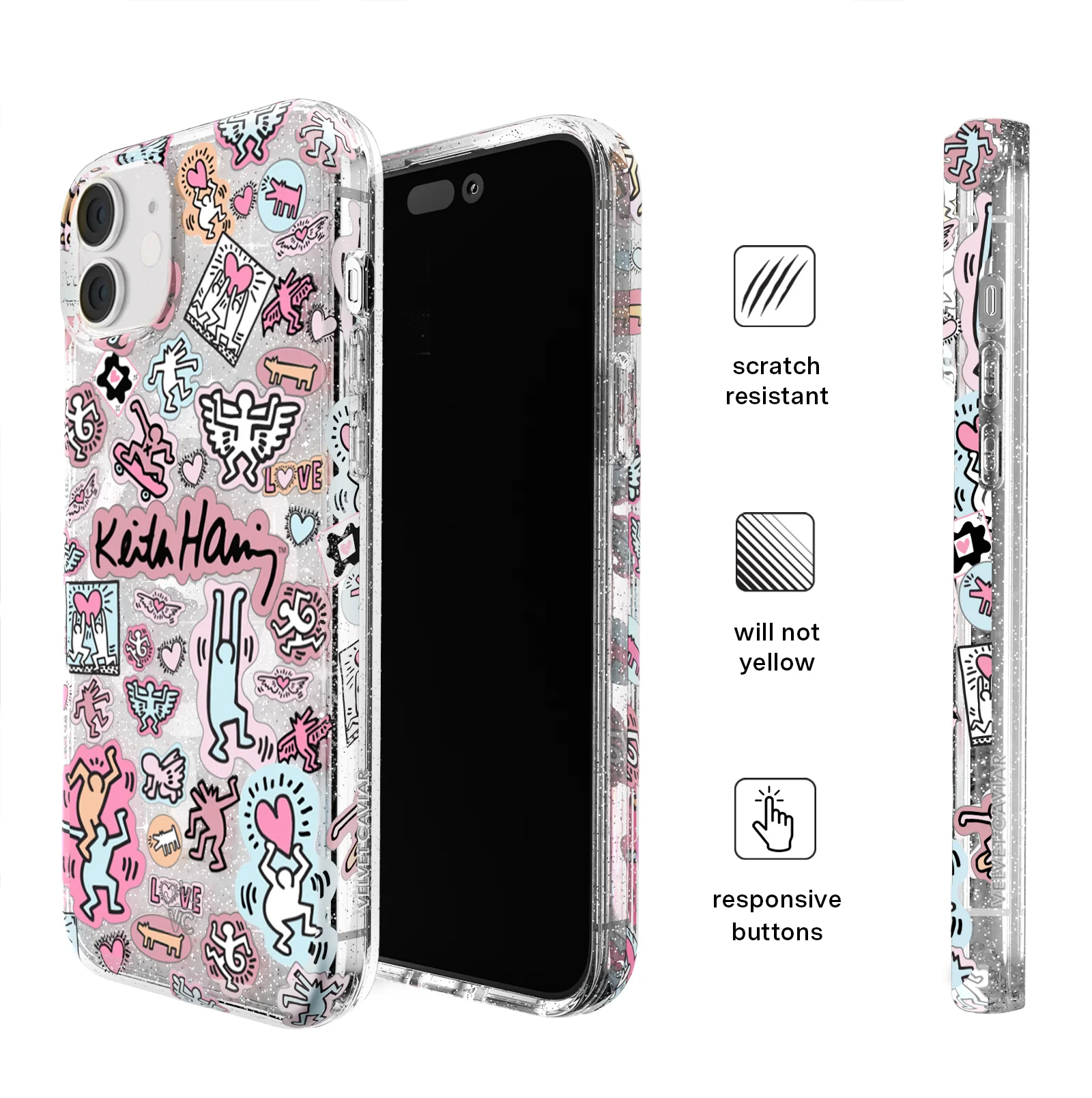 Keith Haring Pastel Glitter iPhone Case - Image 84