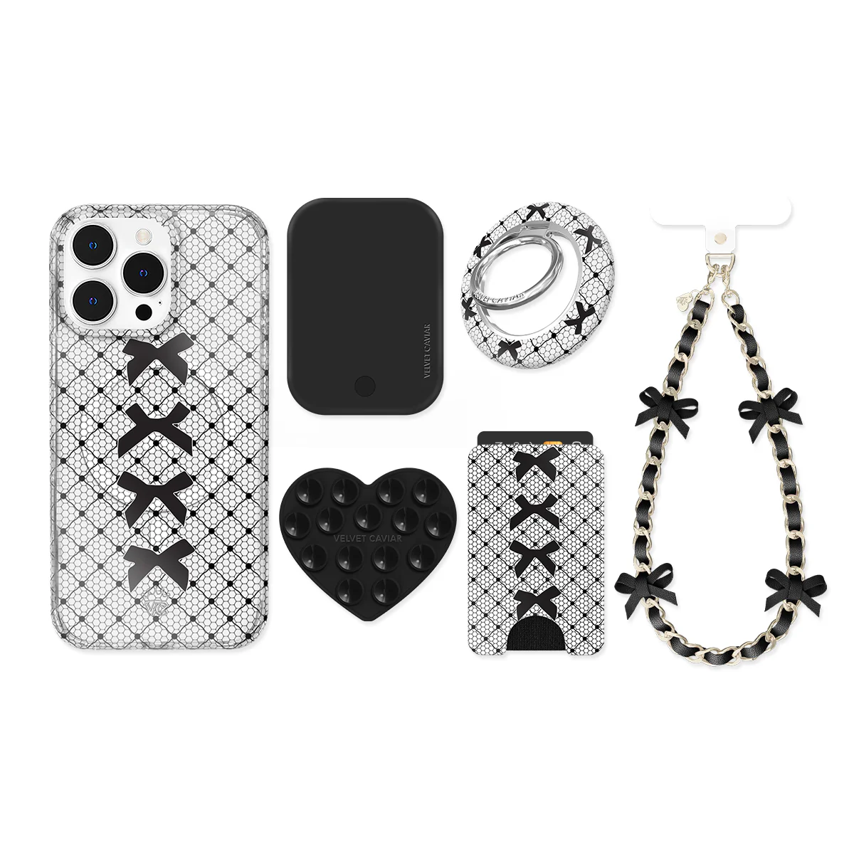 Lacy Black Bows iPhone Bundle Set