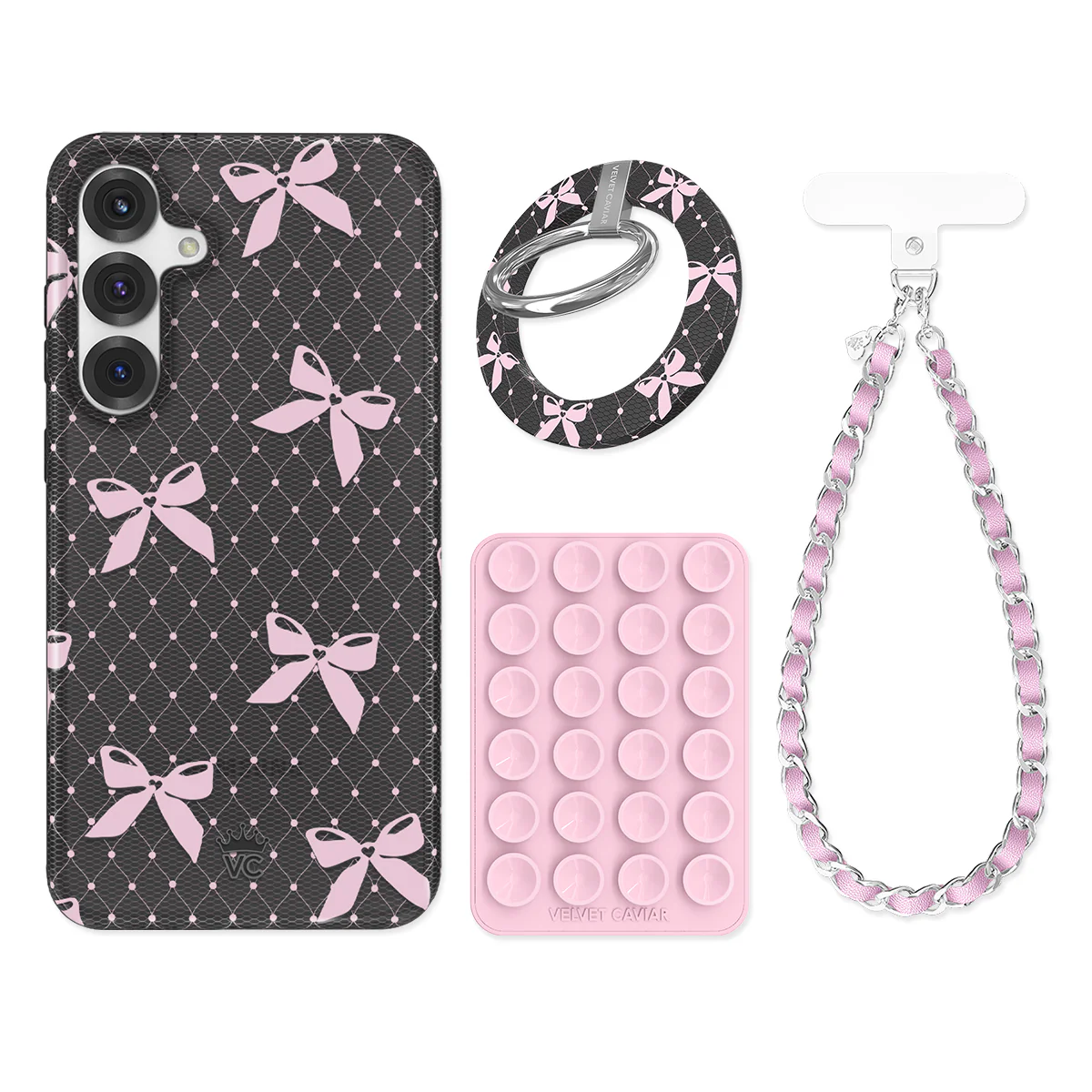 Lacy Pink Bows Samsung Bundle Set
