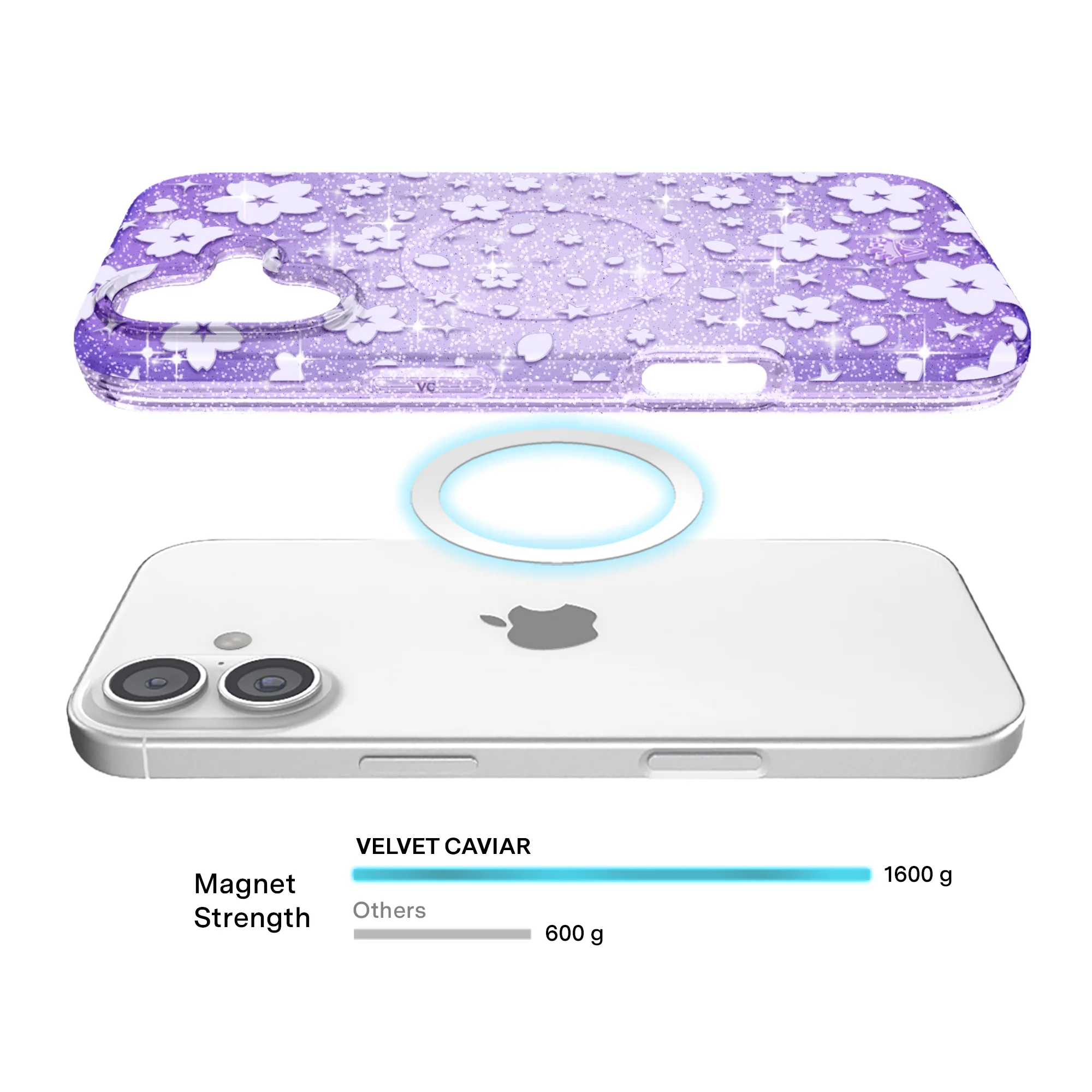 Lavender Cherry Blossom Glitter iPhone Case - Image 59