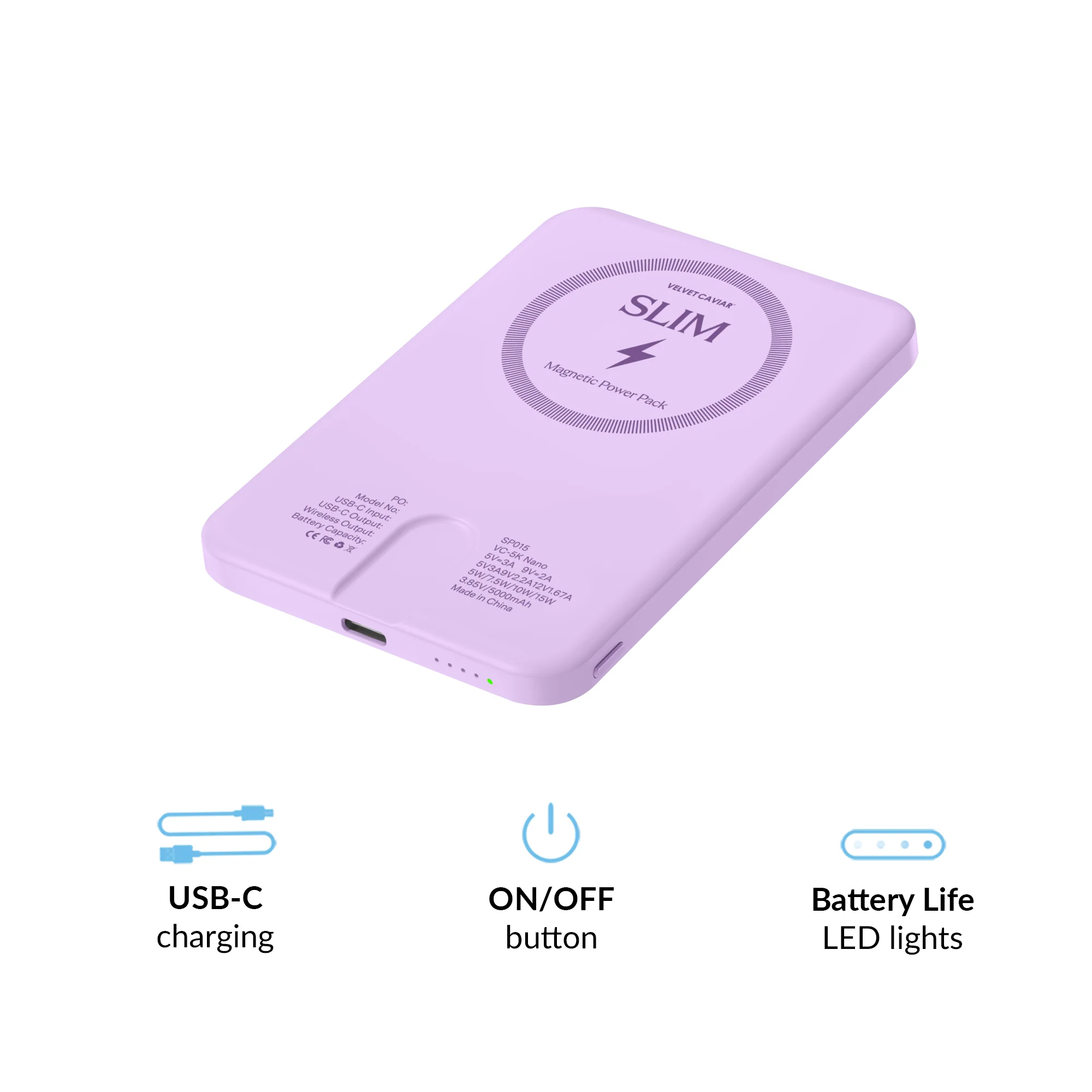 Lilac Gelato Slim Portable MagSafe Charger Power Pack - Image 4