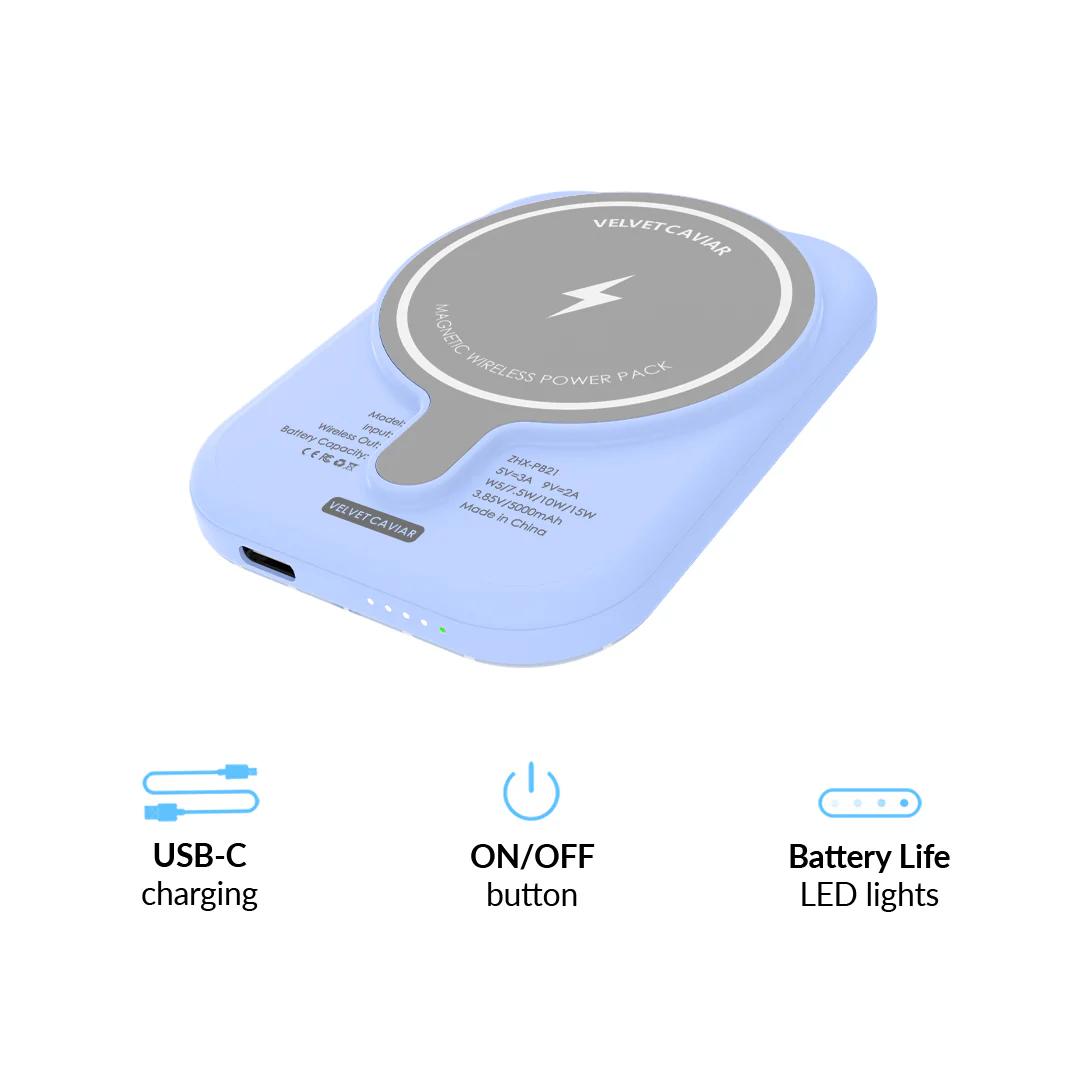 Lovely Blue Bows Portable MagSafe Charger Power Pack - Image 6