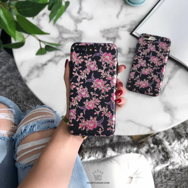 Midnight Floral Rose Gold Chrome iPhone Case - Image 23