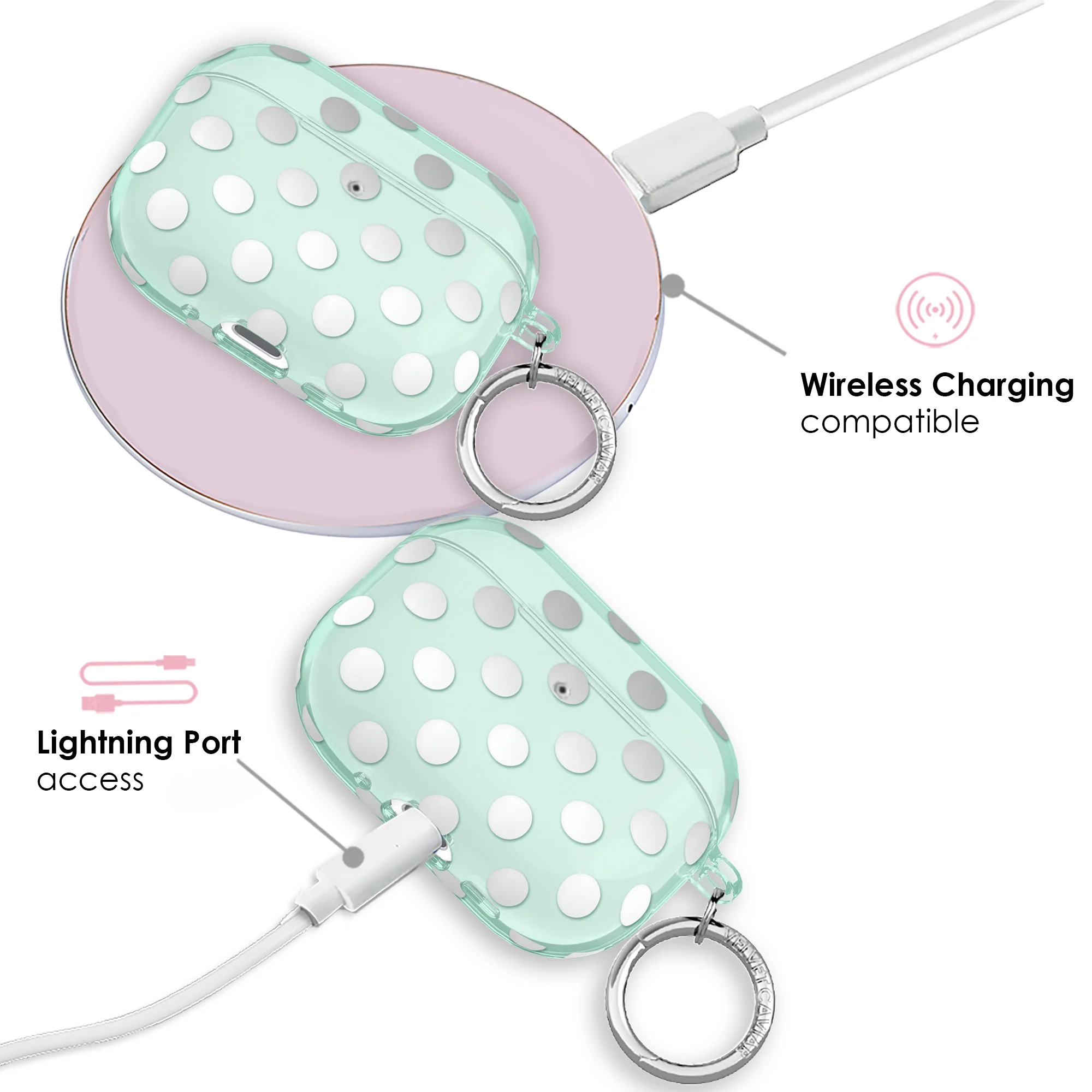 Mint Chrome Polka Dot AirPod Case - Image 28