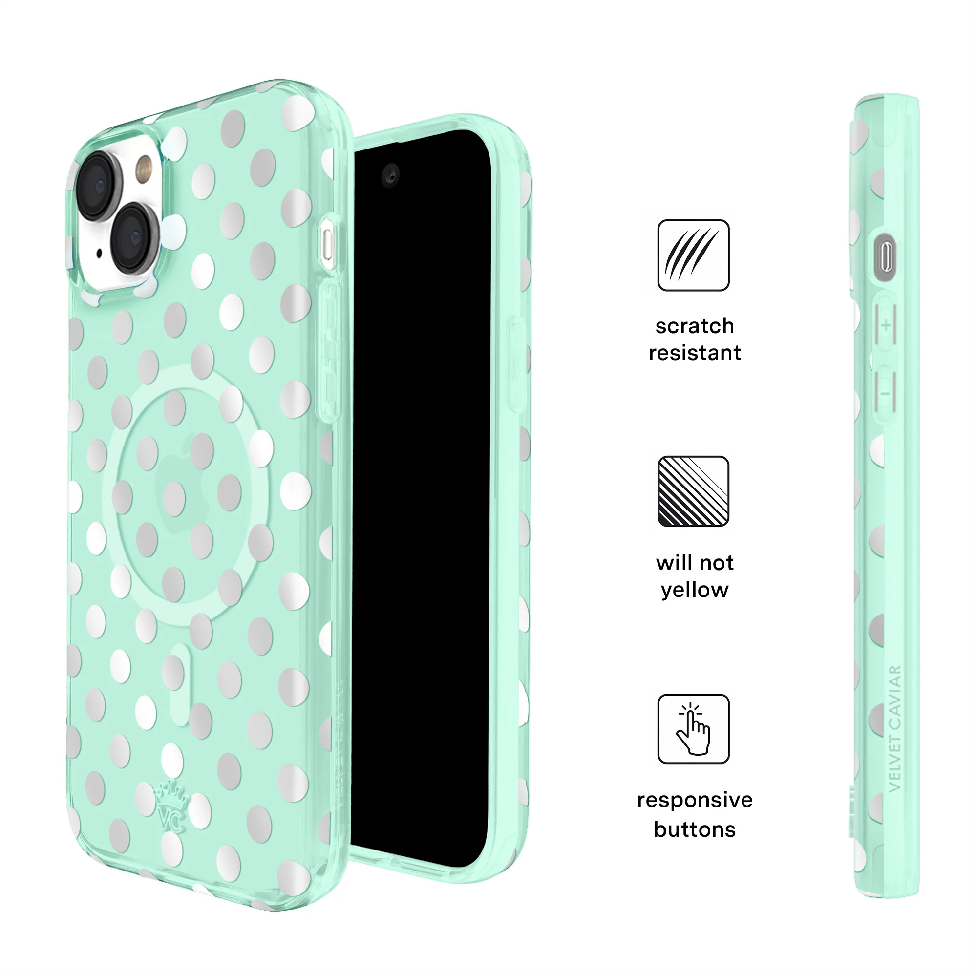 Mint Chrome Polka Dot iPhone Case - Image 25