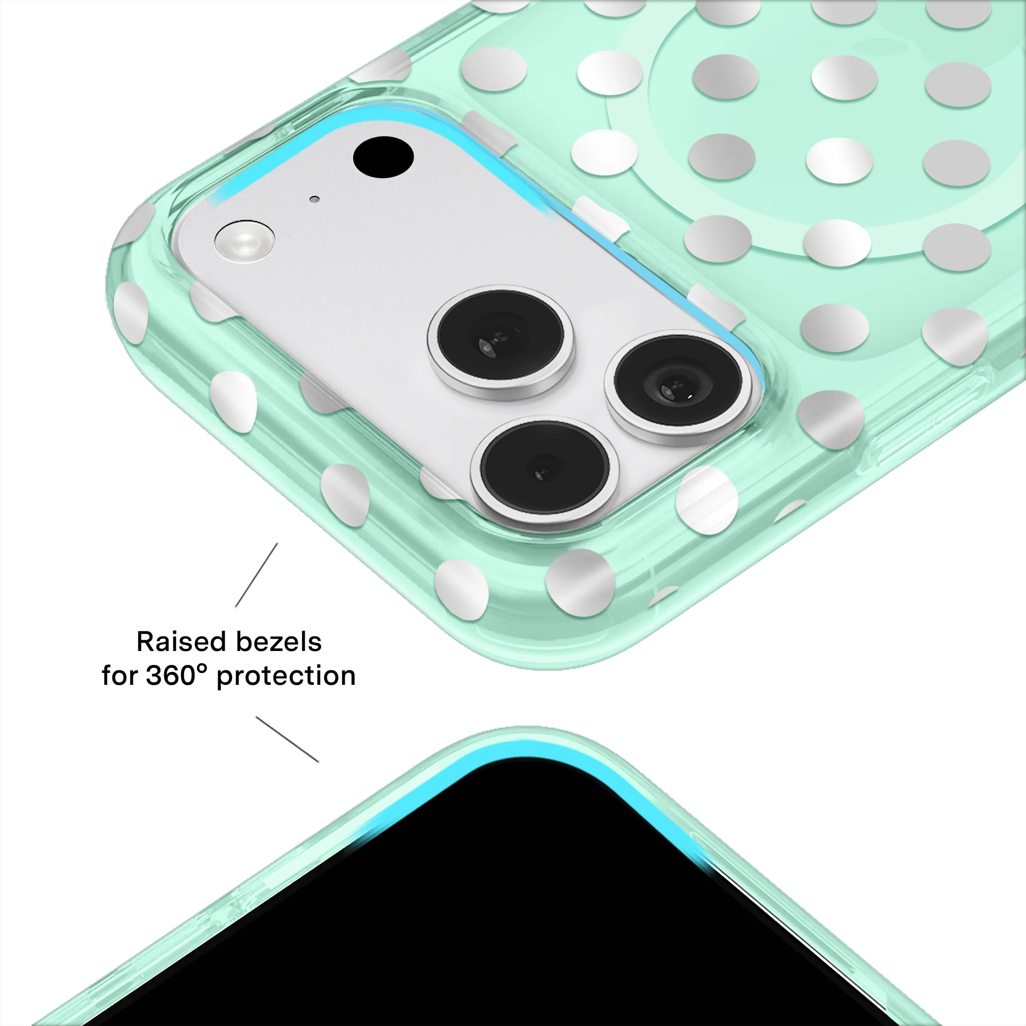 Mint Chrome Polka Dot iPhone Case - Image 73