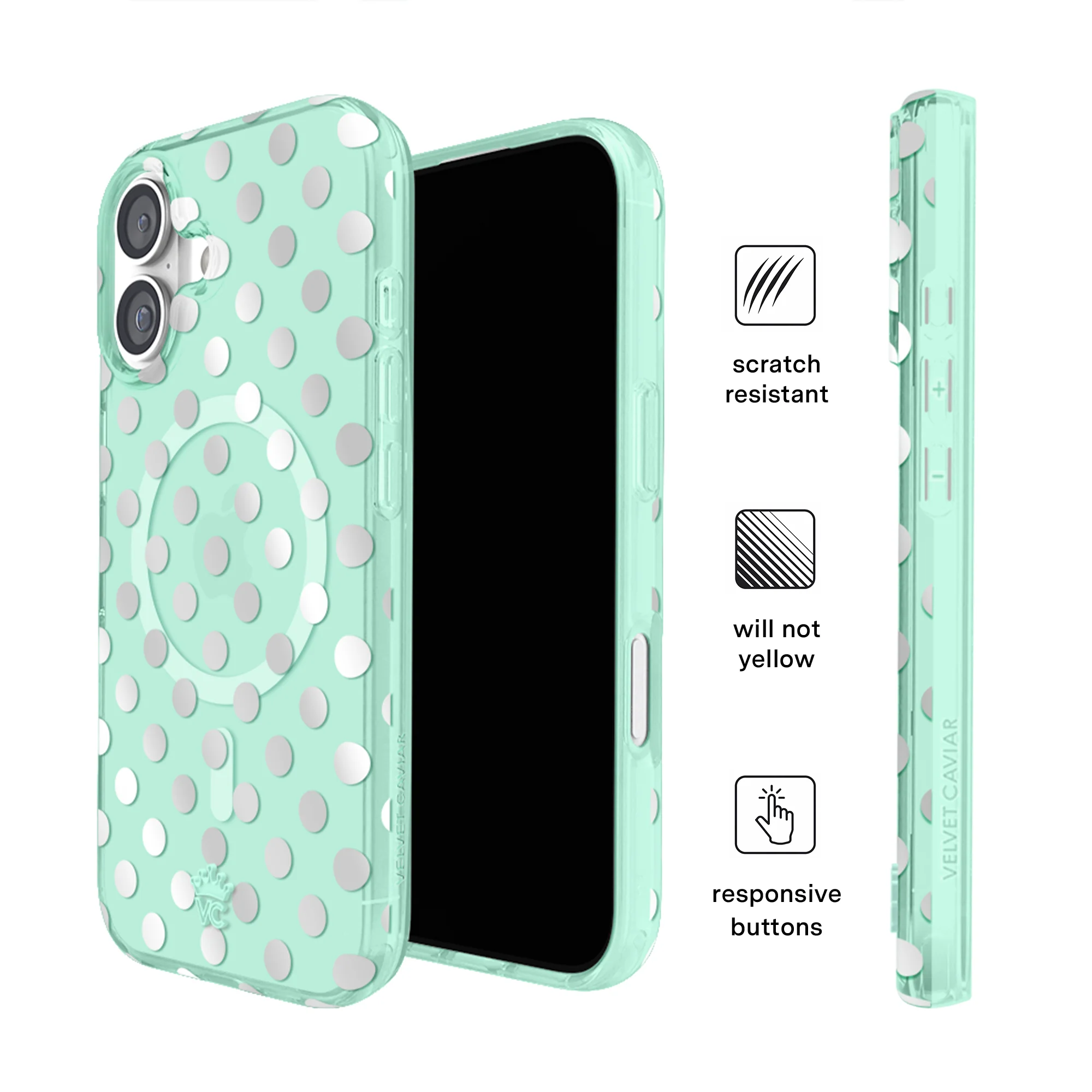 Mint Chrome Polka Dot iPhone Case - Image 80