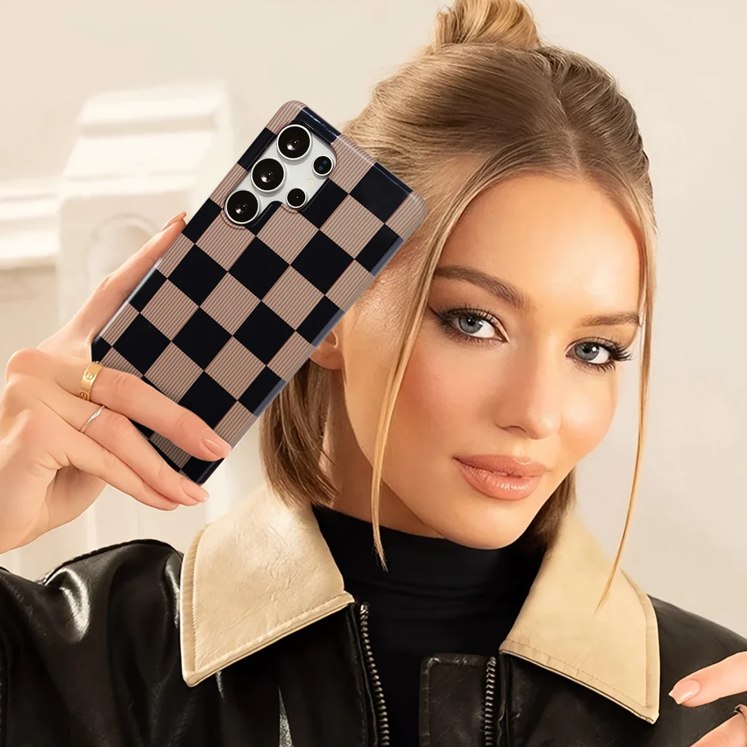 Mocha Vibe Checkered Samsung Case - Image 79