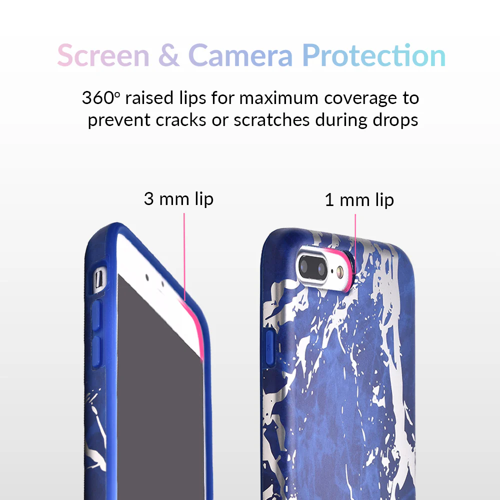 Navy Blue Marble Silver Chrome iPhone Case - Image 21