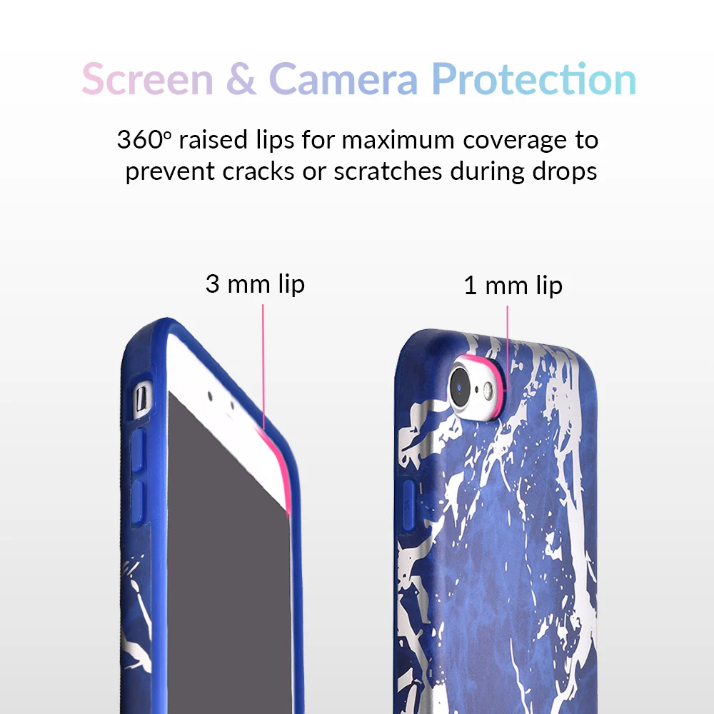 Navy Blue Marble Silver Chrome iPhone Case - Image 9