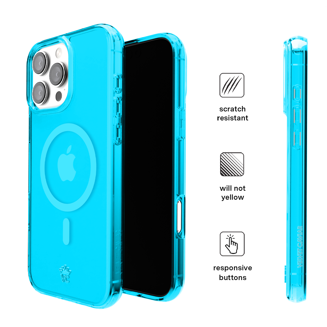 Neon Blue Clear iPhone Case - Image 121